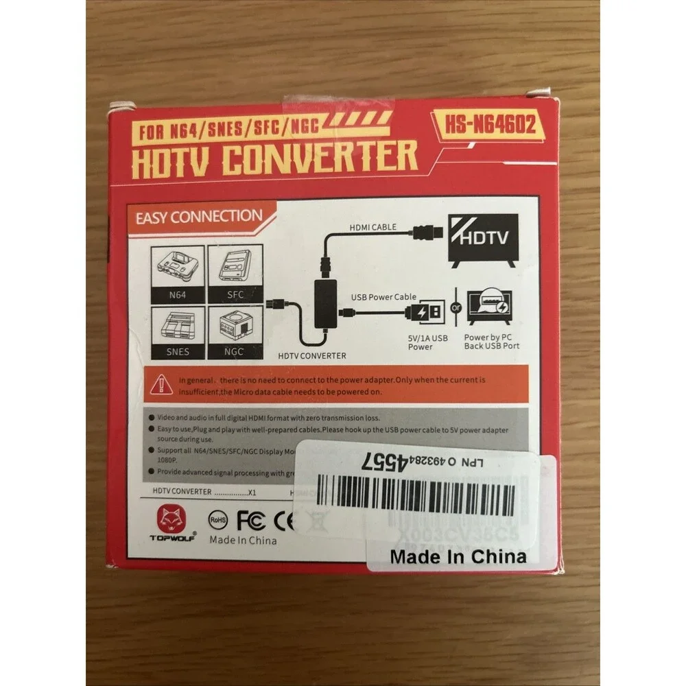 N64 HDMI Adapter, HDMI Converter with HDMI Cable for N64/Gamecube/SNES